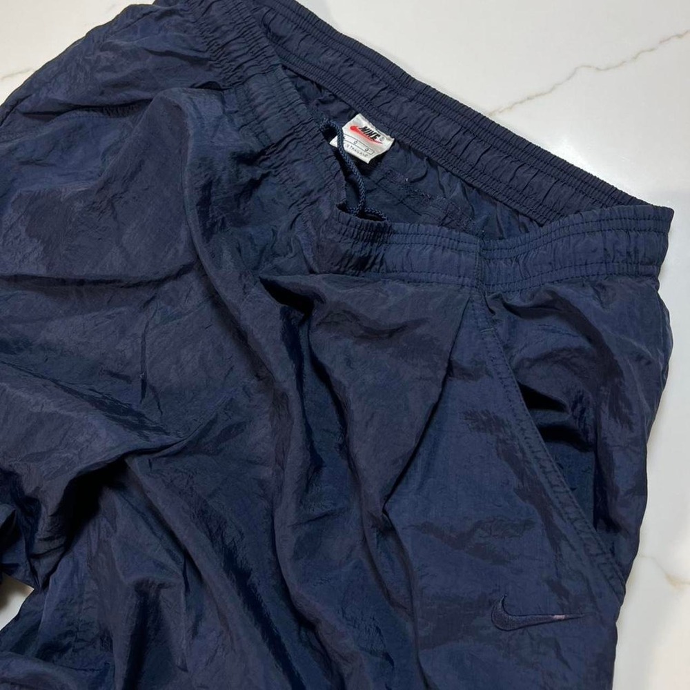 Nike Track Pants Men Large Navy Blue Vintage Windbreaker Swoosh Embroidered
